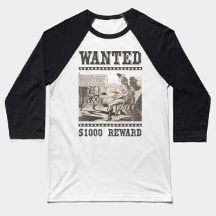 Wild West Retro Cowgirl Cowboy Comic Book Wanted Poster Sepia Baseball T-Shirt